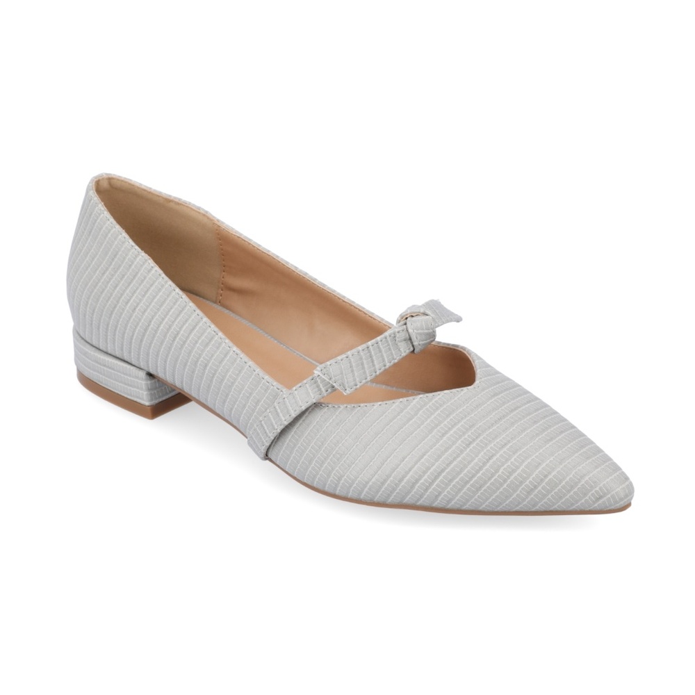 Journee Cait Textured Material Slip On Mary Jane Flats